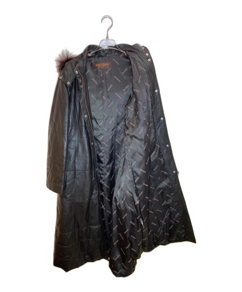BALMAIN（バルマン）BALMAIN (バルマン) ラクーンファーフーデッドラムレザーコート ブラウン サイズ:SIZE 13の古着・服飾アイテム