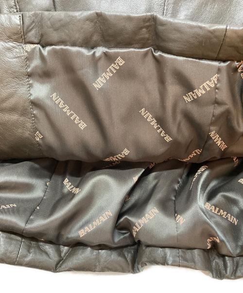 BALMAIN（バルマン）BALMAIN (バルマン) ラクーンファーフーデッドラムレザーコート ブラウン サイズ:SIZE 13の古着・服飾アイテム