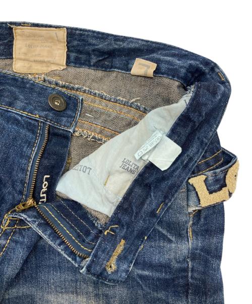 LOLITA JEANS（ロリータジーンズ）LOLITA JEANS (ロリータジーンズ) 奈良美智 (ナラヨシトモ) 刺繍ダメージデニムパンツ インディゴ サイズ:Lの古着・服飾アイテム