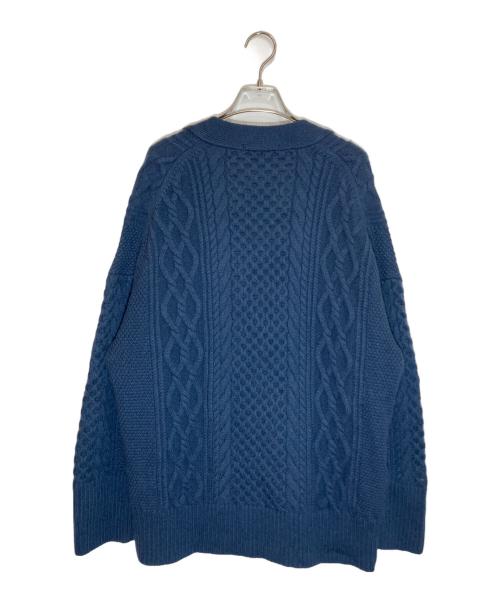 23区（ニジュウサンク）23区 (ニジュウサンク) ウールカシミヤアランパターンカーディガン ネイビー サイズ:SIZE M (38)の古着・服飾アイテム