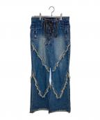 JUN NAKAYAMAジュンナカヤマ）の古着「FRINGE DENIM PANTS」｜インディゴ