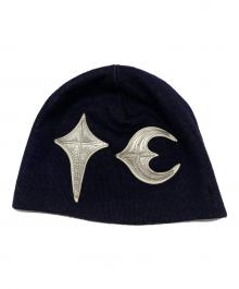 THUG CLUB（サグ クラブ）の古着「TC LEATHER PATCH BEANIE」｜ネイビー