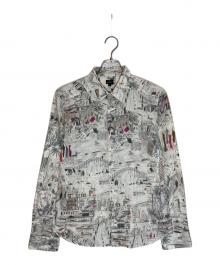 PS Paul Smith（ＰＳポールスミス）の古着「GLOBAL SKETCHBOOK PRINT SHIRT」｜アイボリー