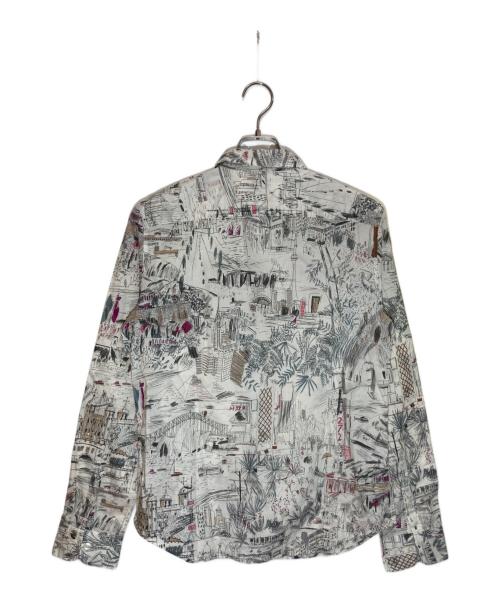 PS Paul Smith（ＰＳポールスミス）PS Paul Smith (ＰＳポールスミス) GLOBAL SKETCHBOOK PRINT SHIRT アイボリー サイズ:Lの古着・服飾アイテム