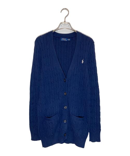 POLO RALPH LAUREN（ポロ・ラルフローレン）POLO RALPH LAUREN (ポロ・ラルフローレン) コットンケーブルニットカーディガン ネイビー サイズ:Ⅿの古着・服飾アイテム