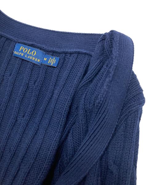 POLO RALPH LAUREN（ポロ・ラルフローレン）POLO RALPH LAUREN (ポロ・ラルフローレン) コットンケーブルニットカーディガン ネイビー サイズ:Ⅿの古着・服飾アイテム