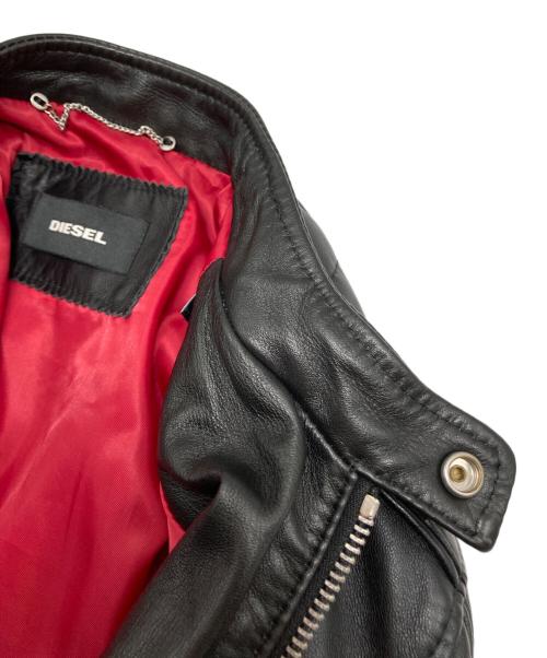 DIESEL（ディーゼル）DIESEL (ディーゼル) ラムレザーシングルライダースジャケット ブラック サイズ:XSの古着・服飾アイテム