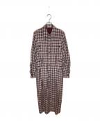 CLANEクラネ）の古着「UP POCKET CHECK SHIRT ONEPIECE」｜グレー×レッド