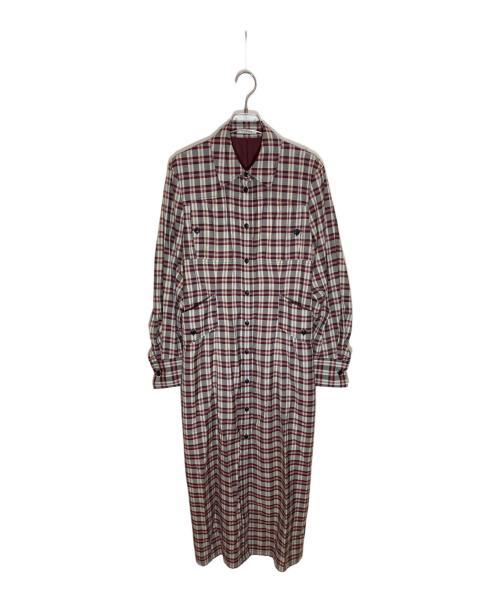 CLANE（クラネ）CLANE (クラネ) UP POCKET CHECK SHIRT ONEPIECE グレー×レッド サイズ:1の古着・服飾アイテム