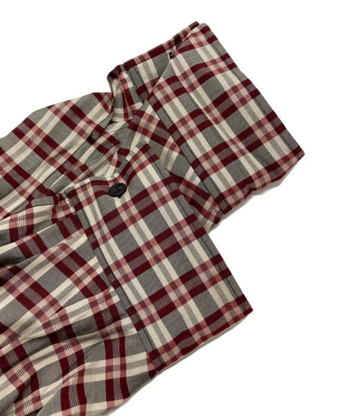 CLANE（クラネ）CLANE (クラネ) UP POCKET CHECK SHIRT ONEPIECE グレー×レッド サイズ:1の古着・服飾アイテム