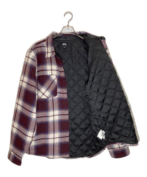 stussy（ステューシー）stussy (ステューシー) Max Plaid Quilted Shirt ボルドー×ホワイト サイズ:Lの古着・服飾アイテム