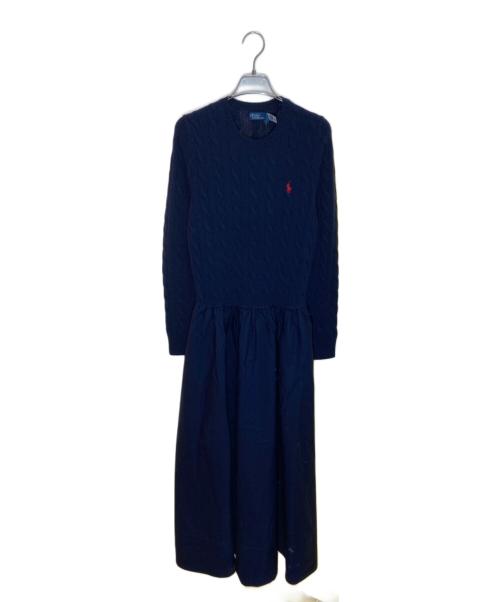 POLO RALPH LAUREN（ポロ・ラルフローレン）POLO RALPH LAUREN (ポロ・ラルフローレン) ハイブリッドケーブルセータードレス ネイビー サイズ:S 未使用品の古着・服飾アイテム