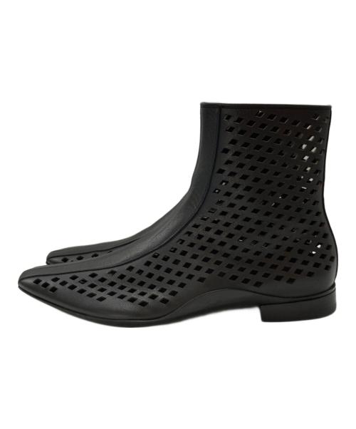 PRADA（プラダ）PRADA (プラダ) レザーメッシュサイドジップブーツ ブラック サイズ:9の古着・服飾アイテム