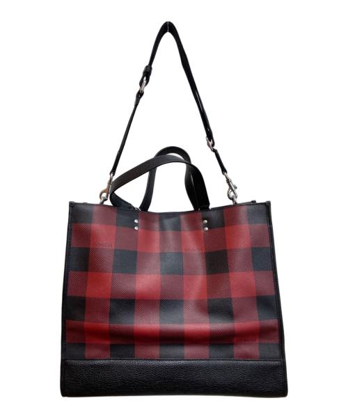 COACH（コーチ）COACH (コーチ) デンプシートート40 バッファロープラッドプリント レッド×ブラック サイズ:-の古着・服飾アイテム