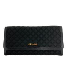 PRADA（プラダ）の古着「キルティング長財布」｜ブラック