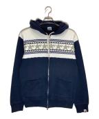 BAPE BY A BATHING APEベイプバイアベイシングエイプ）の古着「ノルディックダブルジップパーカー」｜ネイビー×ホワイト