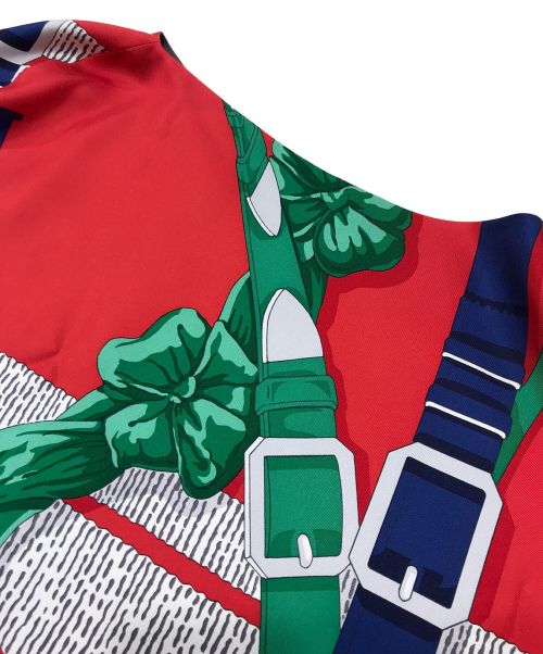 HERMES（エルメス）HERMES (エルメス) シルクポンチョ レッド×グリーン サイズ:記載なしの古着・服飾アイテム