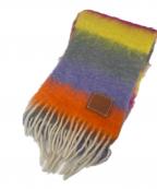 LOEWEロエベ）の古着「ロゴパッチモヘアストライプフリンジマフラー」｜マルチカラー