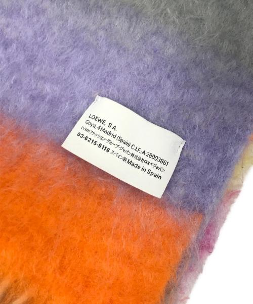 LOEWE（ロエベ）LOEWE (ロエベ) ロゴパッチモヘアストライプフリンジマフラー マルチカラーの古着・服飾アイテム