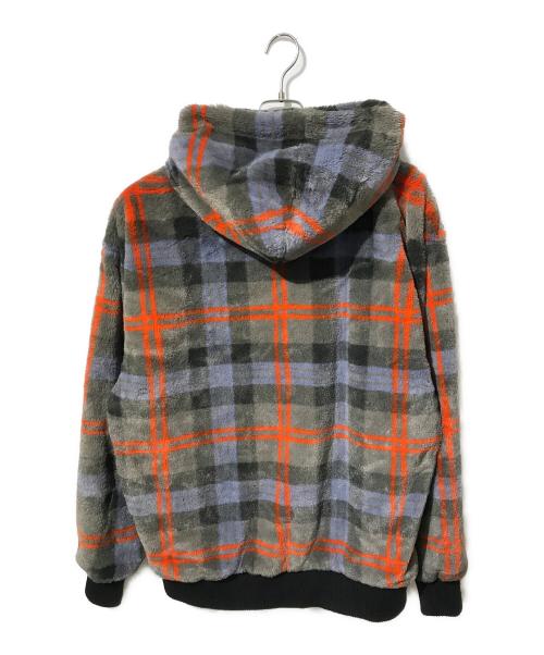 DANKE SCHON（ダンケ シェーン）DANKE SCHON (ダンケ シェーン) チェック柄エコファーブルゾン グレー×オレンジ サイズ:Freeの古着・服飾アイテム