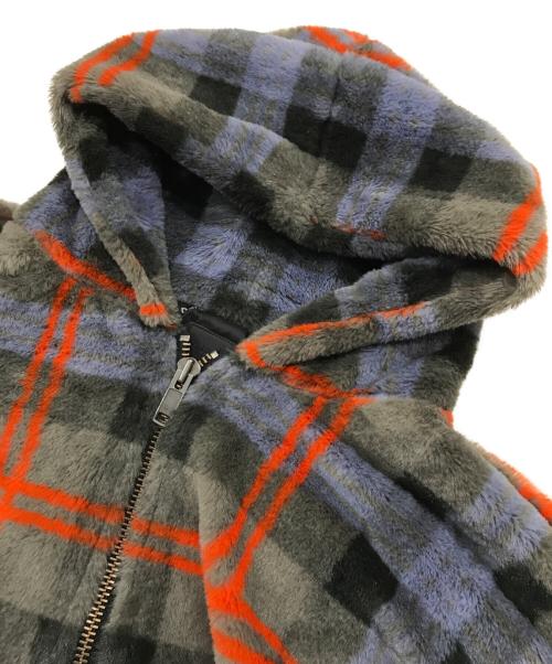 DANKE SCHON（ダンケ シェーン）DANKE SCHON (ダンケ シェーン) チェック柄エコファーブルゾン グレー×オレンジ サイズ:Freeの古着・服飾アイテム
