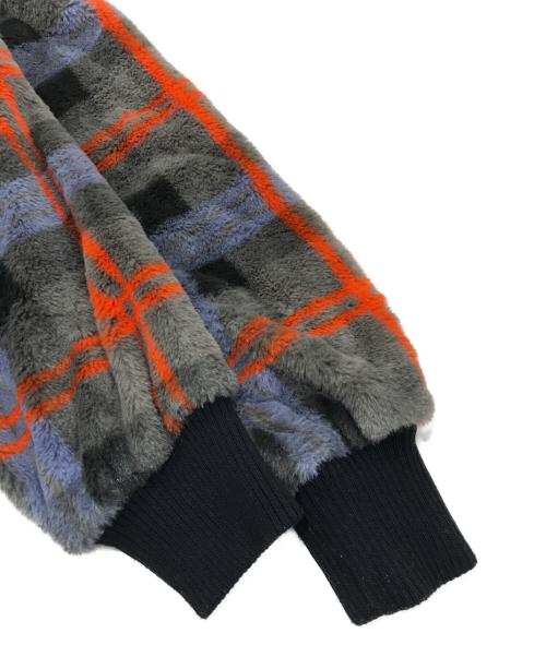 DANKE SCHON（ダンケ シェーン）DANKE SCHON (ダンケ シェーン) チェック柄エコファーブルゾン グレー×オレンジ サイズ:Freeの古着・服飾アイテム