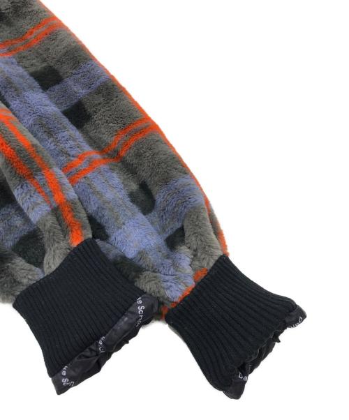 DANKE SCHON（ダンケ シェーン）DANKE SCHON (ダンケ シェーン) チェック柄エコファーブルゾン グレー×オレンジ サイズ:Freeの古着・服飾アイテム