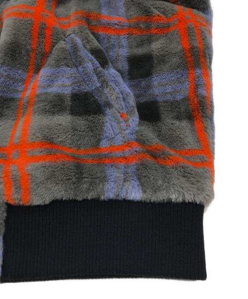 DANKE SCHON（ダンケ シェーン）DANKE SCHON (ダンケ シェーン) チェック柄エコファーブルゾン グレー×オレンジ サイズ:Freeの古着・服飾アイテム