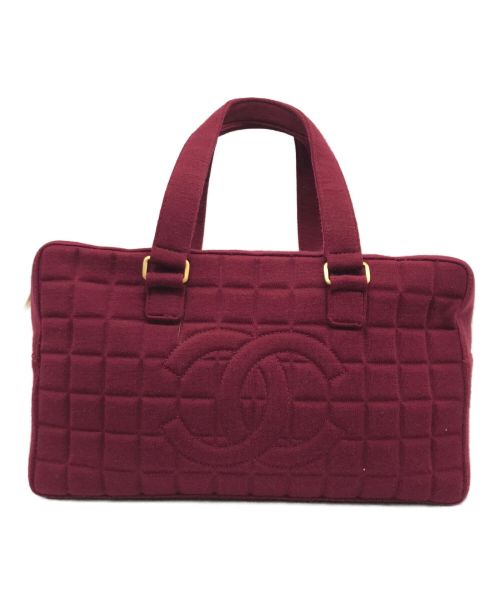 CHANEL（シャネル）CHANEL (シャネル) CHOCOLATEBAR JERSEY CC BOSTONBAG ワインレッドの古着・服飾アイテム