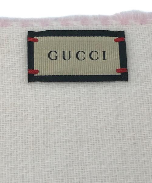GUCCI（グッチ）GUCCI (グッチ) インターロッキングGウールカシミア スカーフ ピンクの古着・服飾アイテム