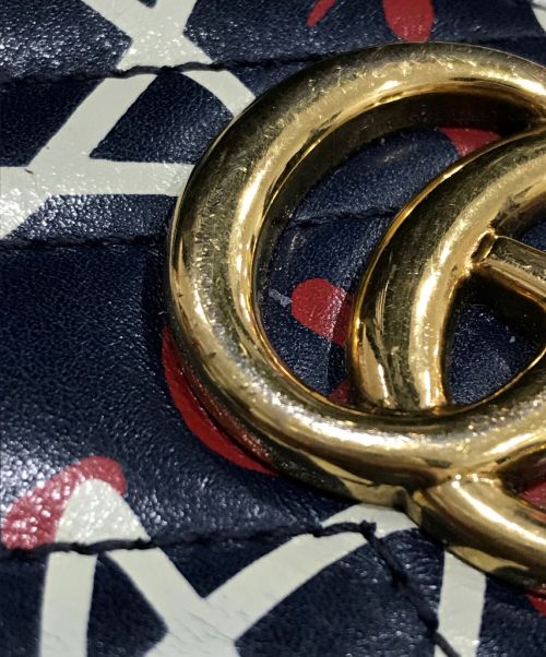 GUCCI（グッチ）GUCCI (グッチ) GGマーモント ゴーストプリント ラウンドファスナー ブルーの古着・服飾アイテム