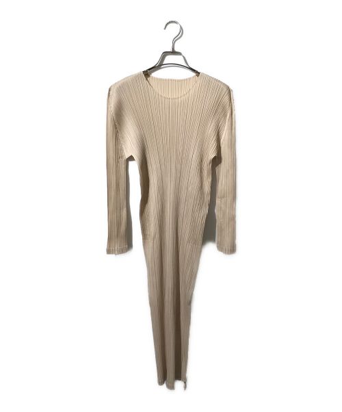 PLEATS PLEASE（プリーツプリーズ）PLEATS PLEASE (プリーツプリーズ) サイドジッププリーツワンピ ベージュ サイズ:3の古着・服飾アイテム
