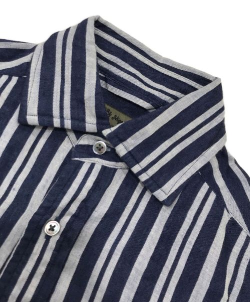 NIGEL CABOURN（ナイジェルケーボン）NIGEL CABOURN (ナイジェルケーボン) ストライプリネンシャツ ネイビー×グレー サイズ:44の古着・服飾アイテム