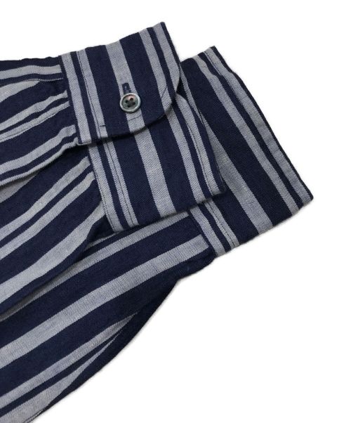 NIGEL CABOURN（ナイジェルケーボン）NIGEL CABOURN (ナイジェルケーボン) ストライプリネンシャツ ネイビー×グレー サイズ:44の古着・服飾アイテム