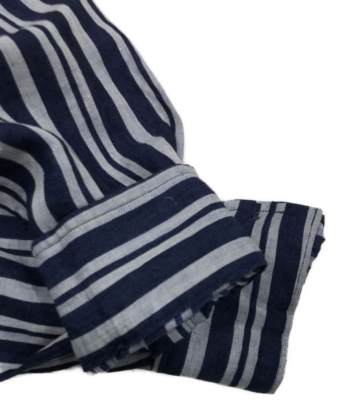 NIGEL CABOURN（ナイジェルケーボン）NIGEL CABOURN (ナイジェルケーボン) ストライプリネンシャツ ネイビー×グレー サイズ:44の古着・服飾アイテム