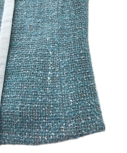 EMPORIO ARMANI（エンポリオ アルマーニ）EMPORIO ARMANI (エンポリオアルマーニ) ウールブレンドノーカラージャケット ブルー×グリーン サイズ:Sの古着・服飾アイテム