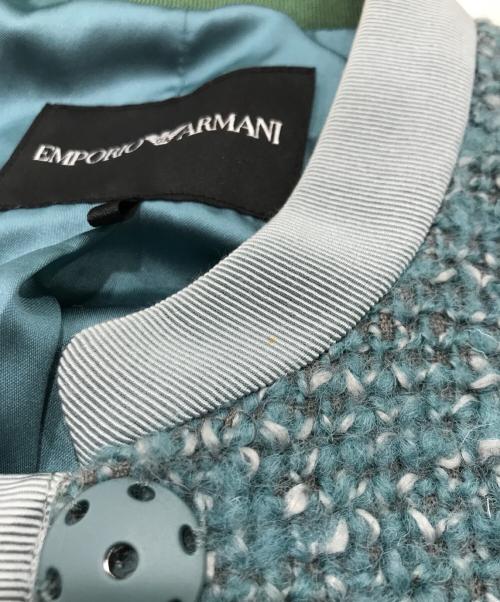 EMPORIO ARMANI（エンポリオ アルマーニ）EMPORIO ARMANI (エンポリオアルマーニ) ウールブレンドノーカラージャケット ブルー×グリーン サイズ:Sの古着・服飾アイテム