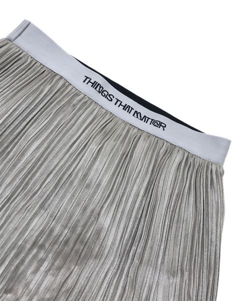 THINGS THAT MATTER（シングスザットマター）THINGS THAT MATTER (シングスザットマター) FOIL SATIN PLEATS NARROW SKIRT グレー サイズ:2の古着・服飾アイテム