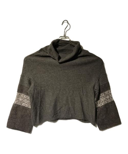 Y's（ワイズ）Y's (ワイズ) スリーブ切替タートルネックニット ブラウン サイズ:2の古着・服飾アイテム