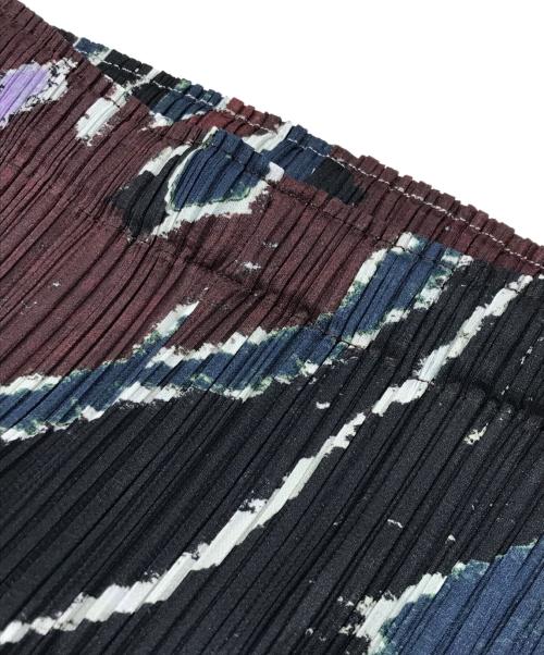PLEATS PLEASE（プリーツプリーズ）PLEATS PLEASE (プリーツプリーズ) FROSTY FOREST PANTS/PP33JF703/総柄プリーツパンツ ブラウン×ネイビー サイズ:3の古着・服飾アイテム