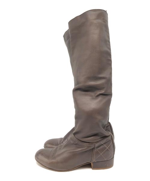 CHANEL（シャネル）CHANEL (シャネル) レザーロングブーツ ブラウン サイズ:36 1/2の古着・服飾アイテム