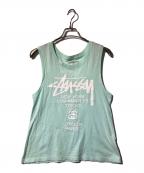 stussyステューシー）の古着「ワールドツアーロゴ タンクトップ」｜グリーン