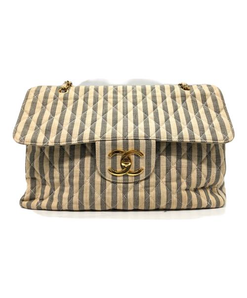 CHANEL（シャネル）CHANEL (シャネル) キャンパスショルダーバッグ/マトラッセ/キルティング ブルー×アイボリーの古着・服飾アイテム
