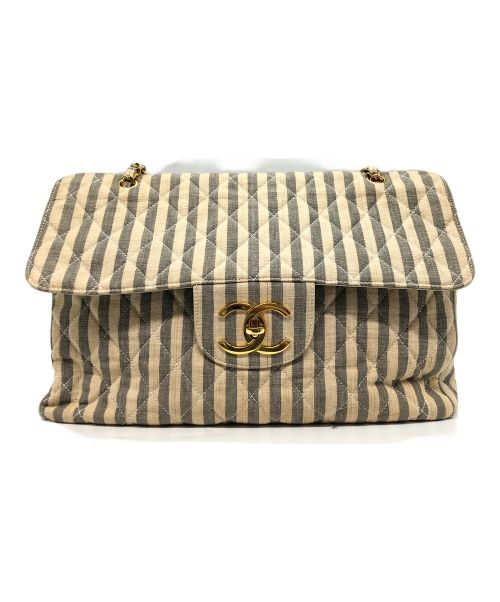 CHANEL（シャネル）CHANEL (シャネル) キャンパスショルダーバッグ/マトラッセ ブルー×アイボリーの古着・服飾アイテム