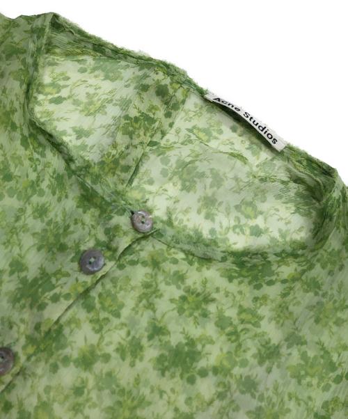 Acne studios（アクネ ストゥディオス）Acne studios (アクネ ストゥディオス) フローラルシフォンワンピース グリーン サイズ:34の古着・服飾アイテム