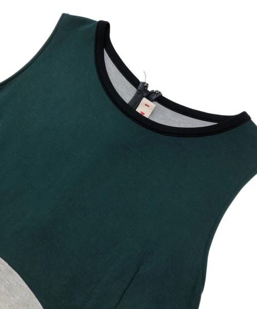 MARNI（マルニ）MARNI (マルニ) ボンディングノースリーブワンピース グレー×グリーン サイズ:42の古着・服飾アイテム