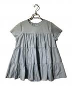 trefle+1トレフルプラスワン）の古着「ナイロンギャザーブラウス」｜ブルー