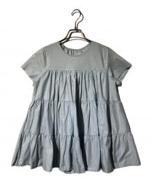 trefle+1（トレフルプラスワン）の古着「ナイロンギャザーブラウス」｜ブルー