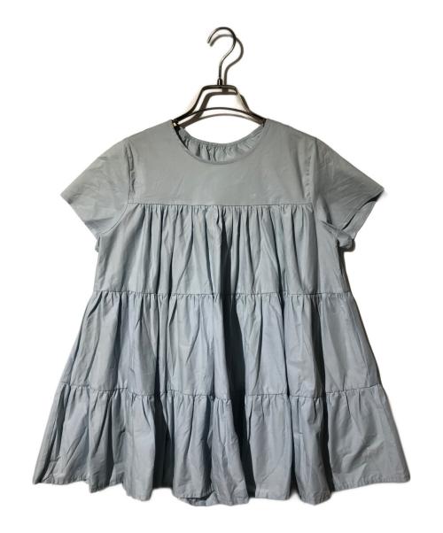 trefle+1（トレフルプラスワン）trefle+1 (トレフルプラスワン) ナイロンギャザーブラウス ブルー サイズ:FREEの古着・服飾アイテム