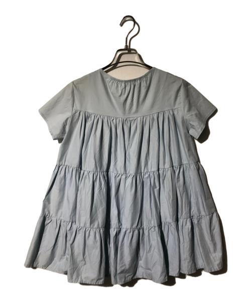 trefle+1（トレフルプラスワン）trefle+1 (トレフルプラスワン) ナイロンギャザーブラウス ブルー サイズ:FREEの古着・服飾アイテム